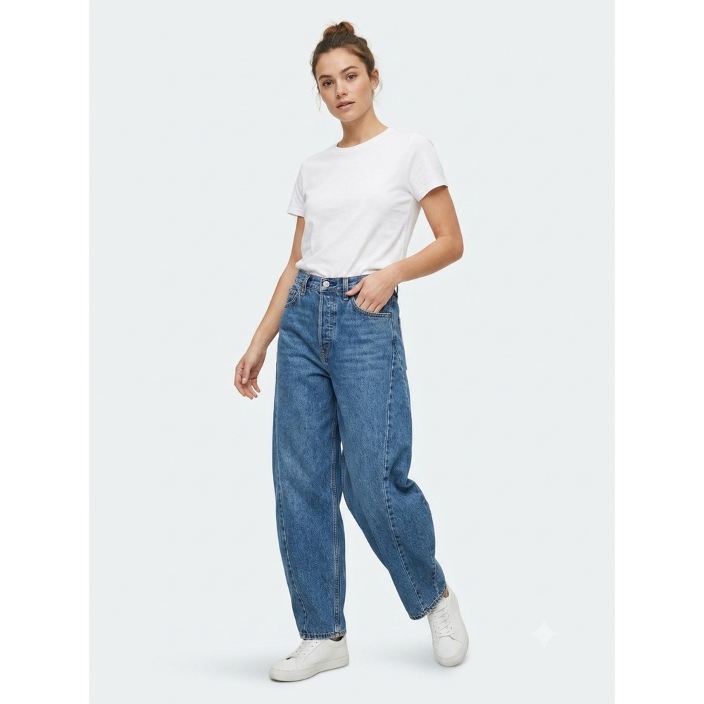 Abercrombie & Fitch The Barrel Jeans Womens 24/00R Blue Mid-Rise Curve Love